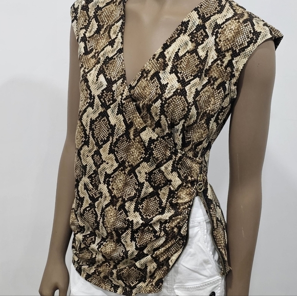 Michael kors blouse snake print short sleeve large - Picture 6 of 6